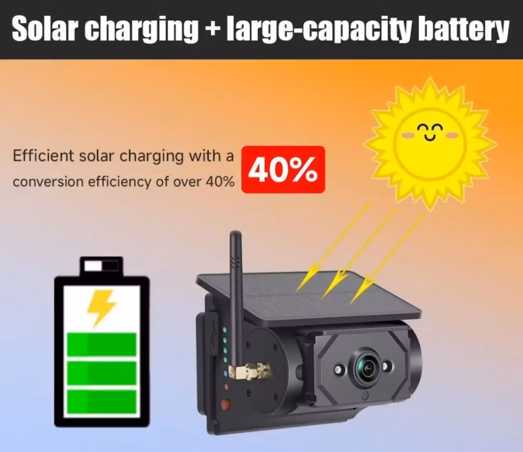 Trådlös Solcellsdriven WiFi Backkamera 1080P Full HD – 9600mAh Batteri, 300m Räckvidd & Nattseende