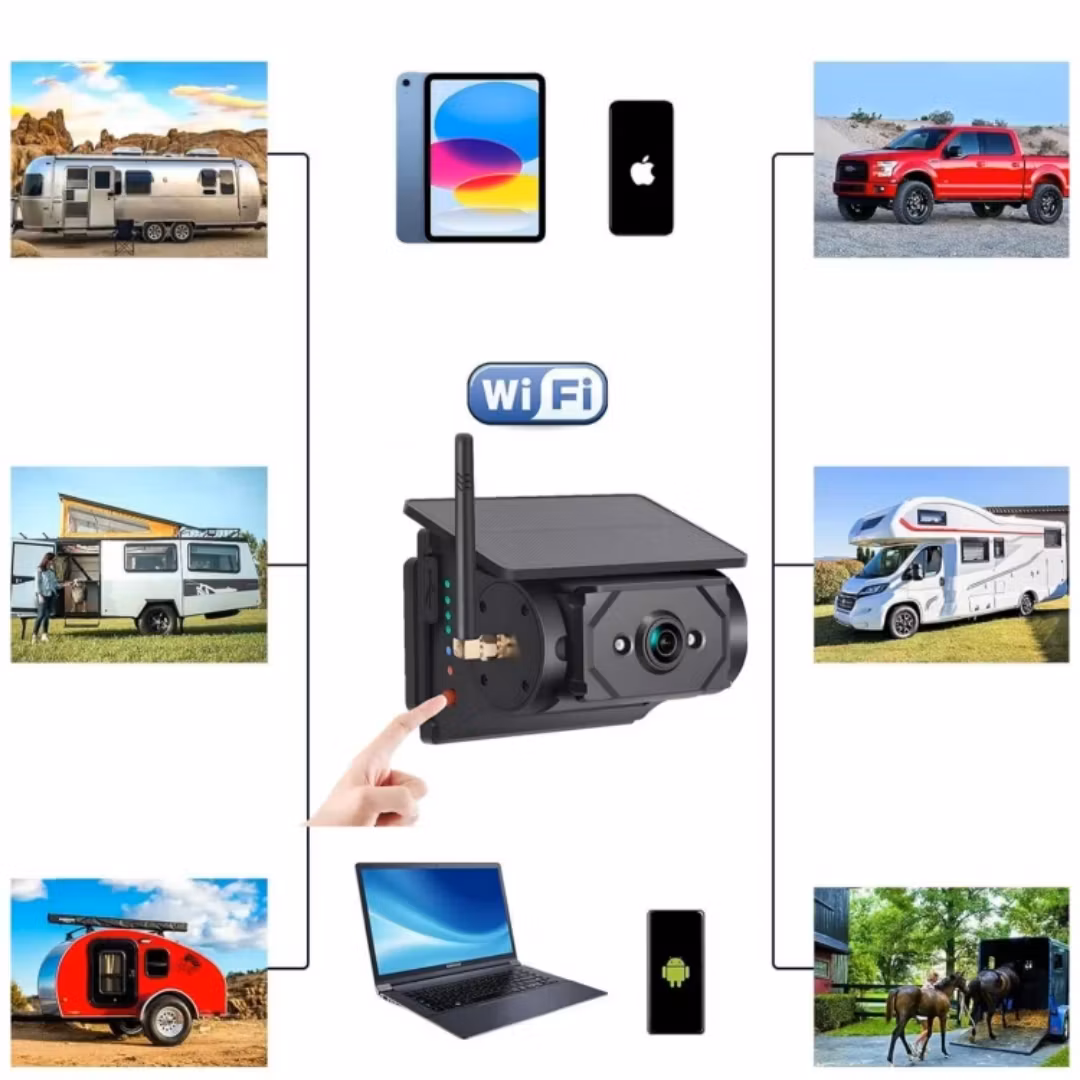 Trådlös Solcellsdriven WiFi Backkamera 1080P Full HD – 9600mAh Batteri, 300m Räckvidd & Nattseende