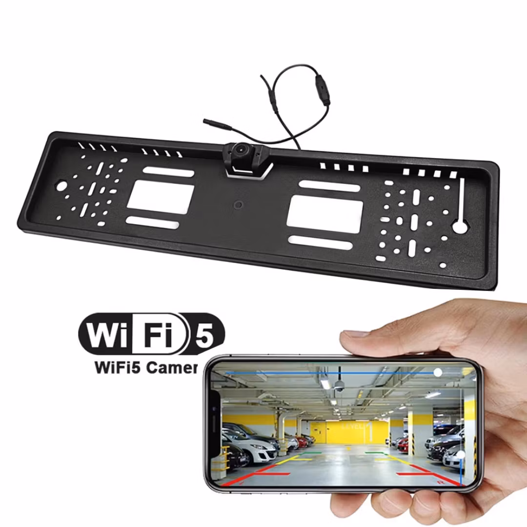 Trådlös 5G WiFi Backkamera för EU-registreringsskylt – 170° Vidvinkel, HD 720P| justering 70°(upp/ner)
