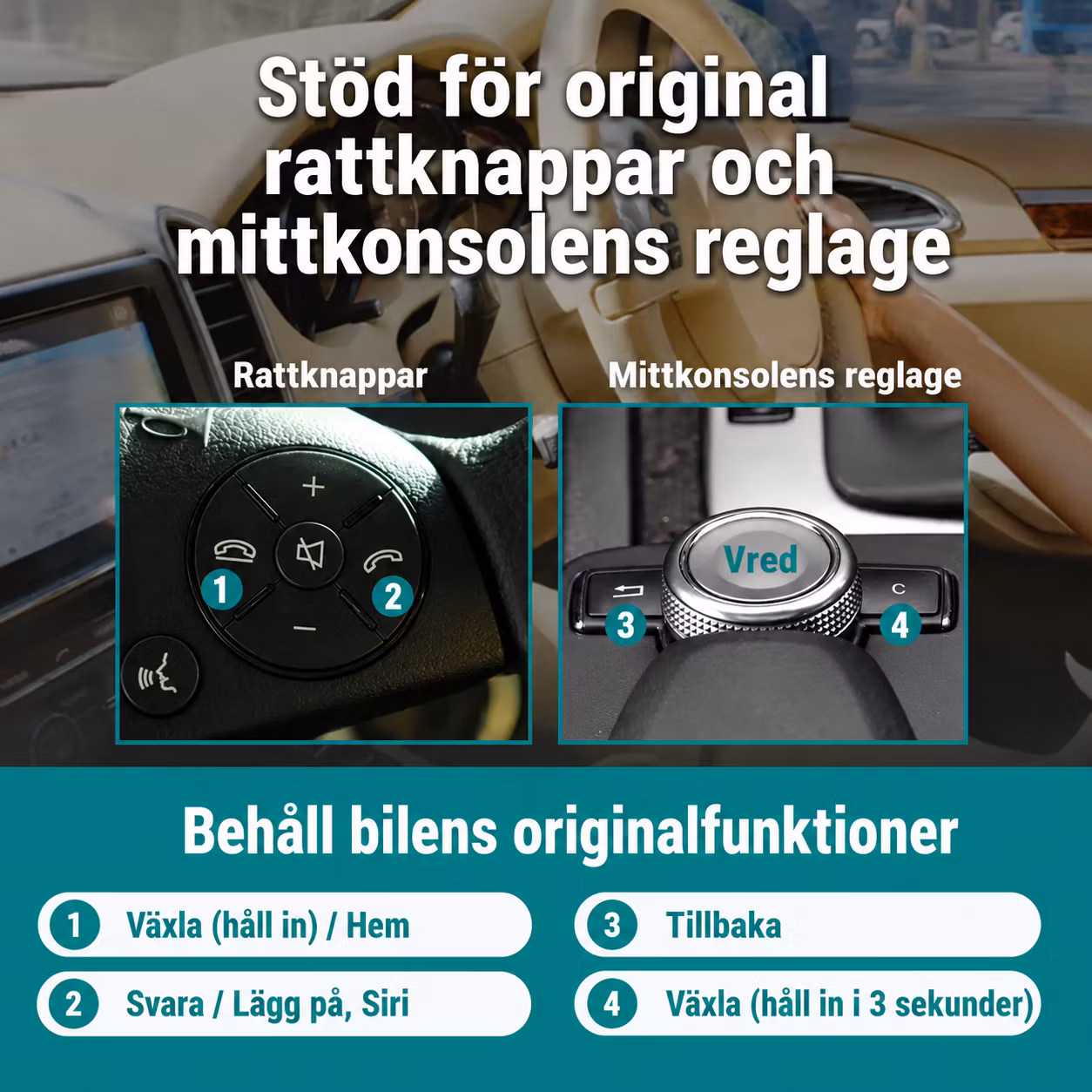 CarPlay Box Mercedes-Benz C-Klass W204 NTG4.0 (2007–2010) – Trådlös Apple CarPlay, Android Auto, AirPlay &  Gratis backkamera