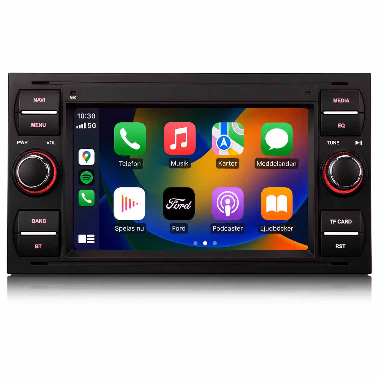Android 14, svart  Bilstereo för Ford Focus II, C-Max, S-Max, Galaxy, Kuga, Fiesta & Transit | Snapdragon 460 | 4GB RAM + 64GB | Trådlös Apple CarPlay & Android Auto | 4G LTE | DSP | GPS