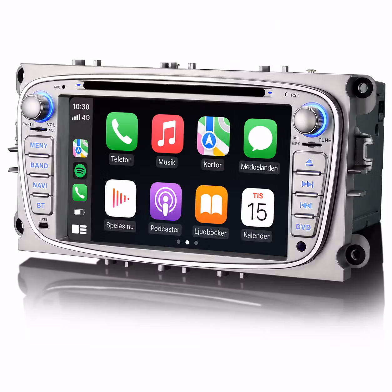 Android 16 Bilstereo dvd spelare  7 Tum för Ford Focus, Mondeo, S-Max, C-Max & Galaxy (2007–2011) – Trådlös Apple CarPlay & Android Auto, 4G, GPS, DSP, CANbus ,+gratis backlamera