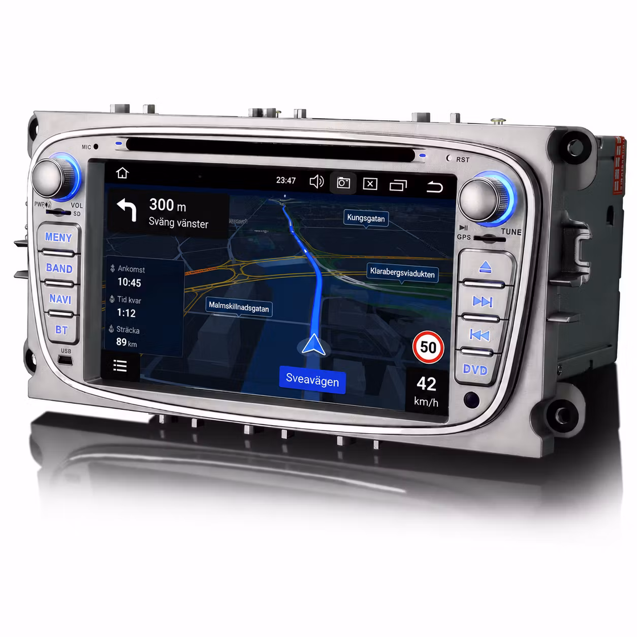 Android 16 Bilstereo dvd spelare  7 Tum för Ford Focus, Mondeo, S-Max, C-Max & Galaxy (2007–2011) – Trådlös Apple CarPlay & Android Auto, 4G, GPS, DSP, CANbus ,+gratis backlamera