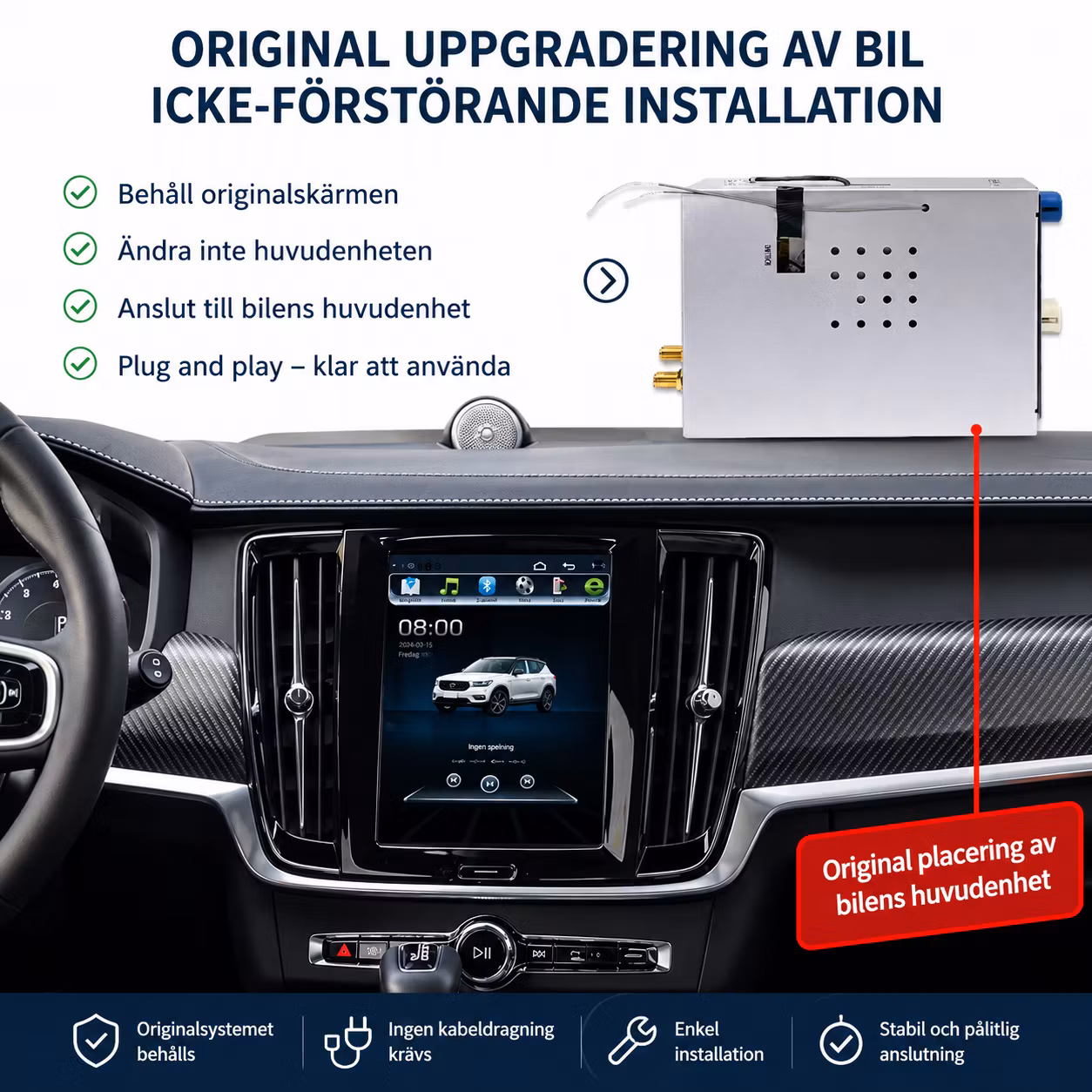 Android 13  carplay & Android auto box   Volvo V90( 2018--2024) gps,dsp,  wifi, gps,RAM: 8GB ,ROM: 128GB,4G LTE+ gratis backkamera