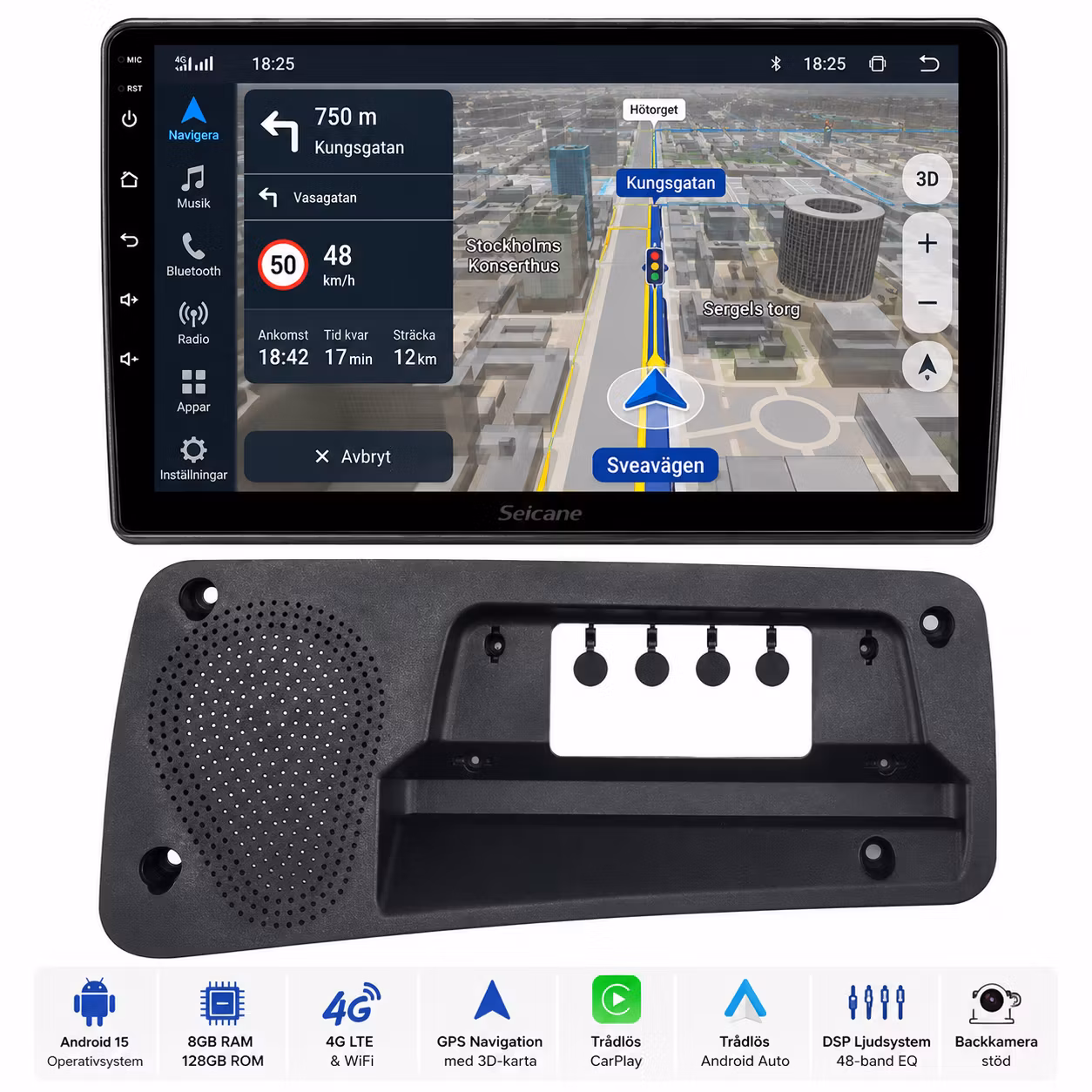 Android 15 Bilstereo 9" för Volvo S80, V70 & XC70 (2004–2011) – 8GB RAM, ROM128GB, 4G LTE, Trådlös Apple CarPlay & Android Auto+ gratis Backkamera