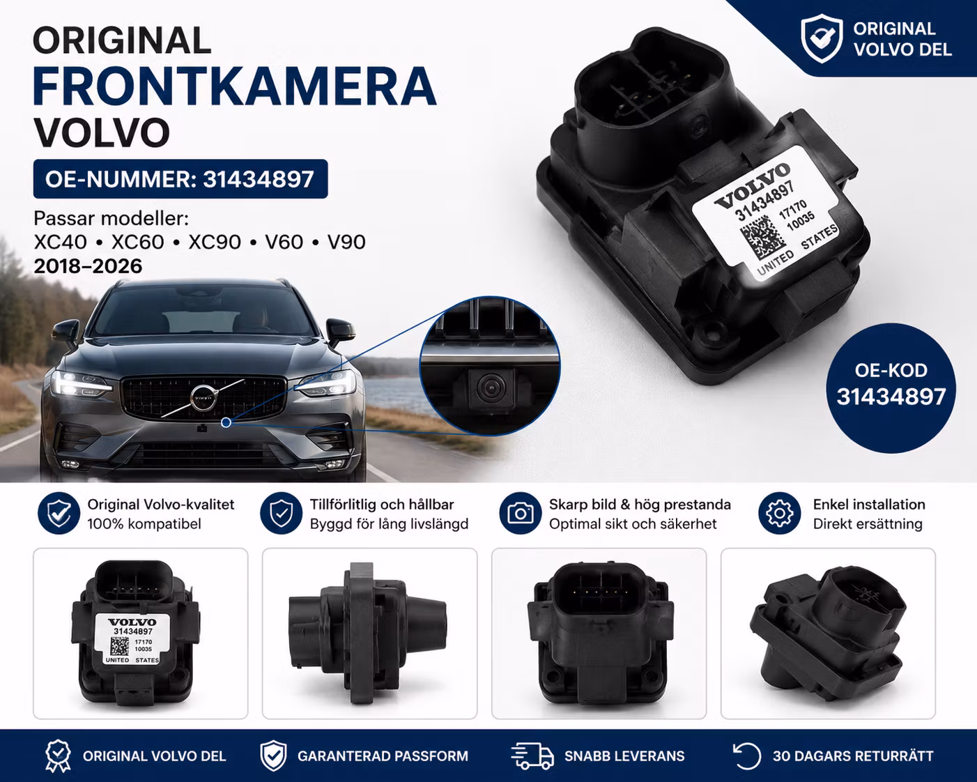 Volvo Original Backkamera 31434897 – XC70 XC60 XC90 S60 V60 ( 2014-2018)– OEM Kamera