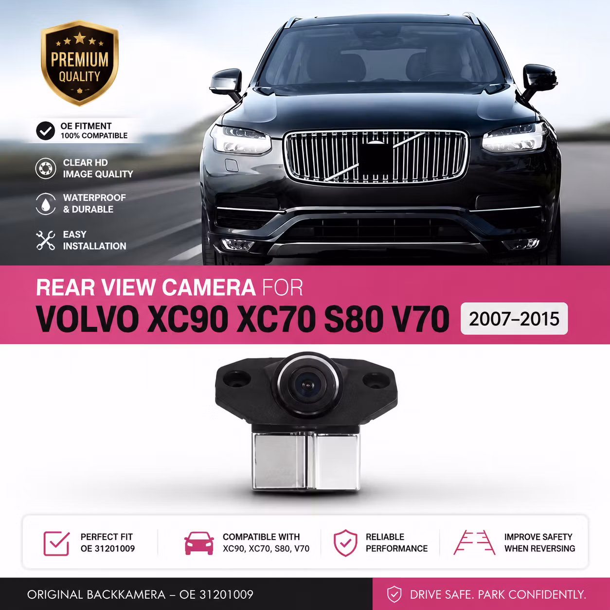 Original Backkamera Volvo XC90 XC70 S80 V70 (2007–2015) – OE 31201009