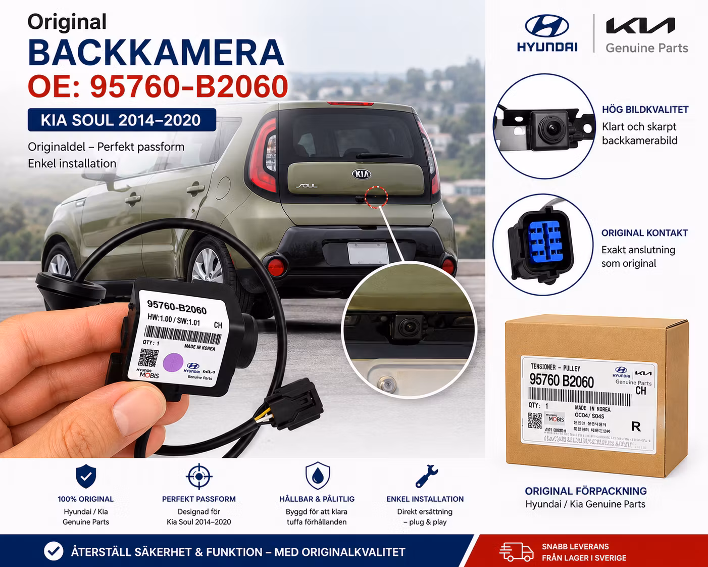 Original Backkamera 95760-B2060 – OEM Backkamera för Kia Soul 2014–2020