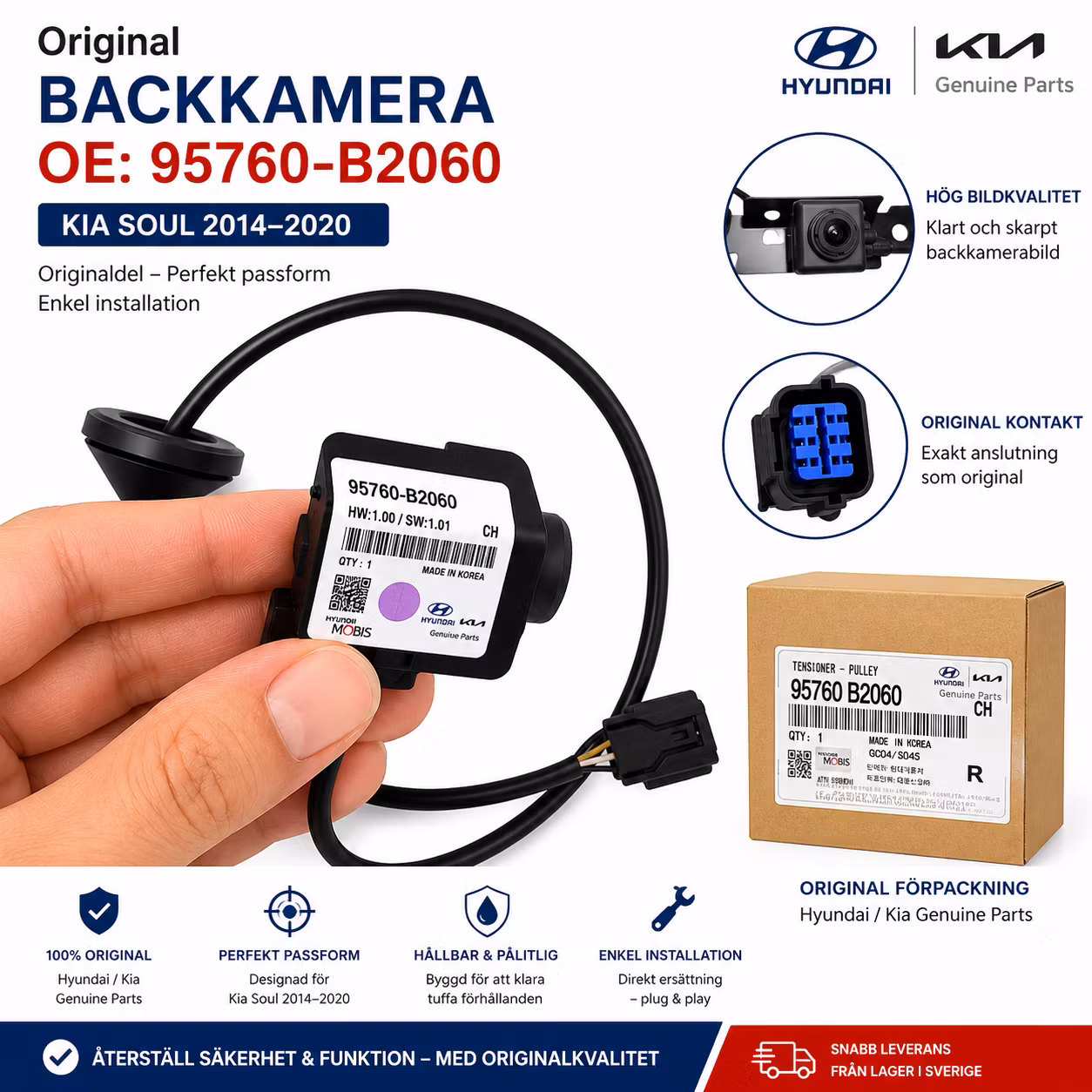 Original Backkamera 95760-B2060 – OEM Backkamera för Kia Soul 2014–2020