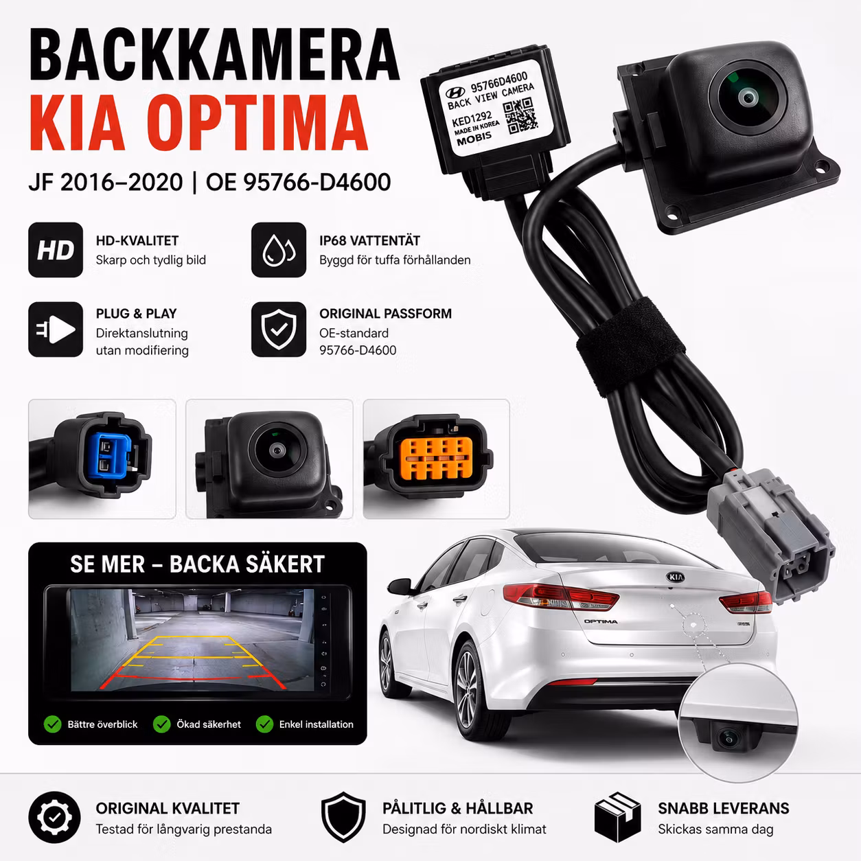 Original Backkamera Kia Optima 2015–2018 | OE 95766-D4600 | OEM Passform