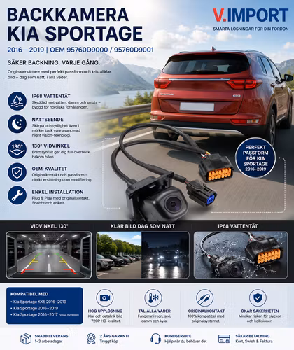 Kia Sportage Backkamera 2016–2019 OEM 95760D9000 / 95760D9001 – Night Vision IP68
