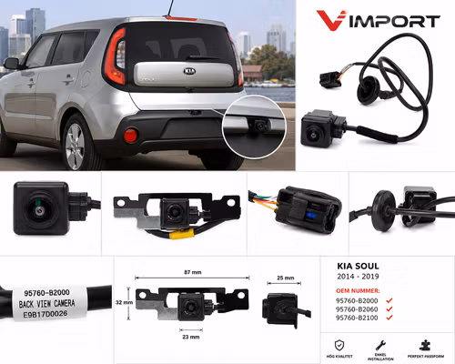 Eftermarknad backkamera Kia Soul 2014–2019 OEM 95760-B2000 / 95760-B2060 / 95760-B2100 Rear View Camera Parkeringskamera