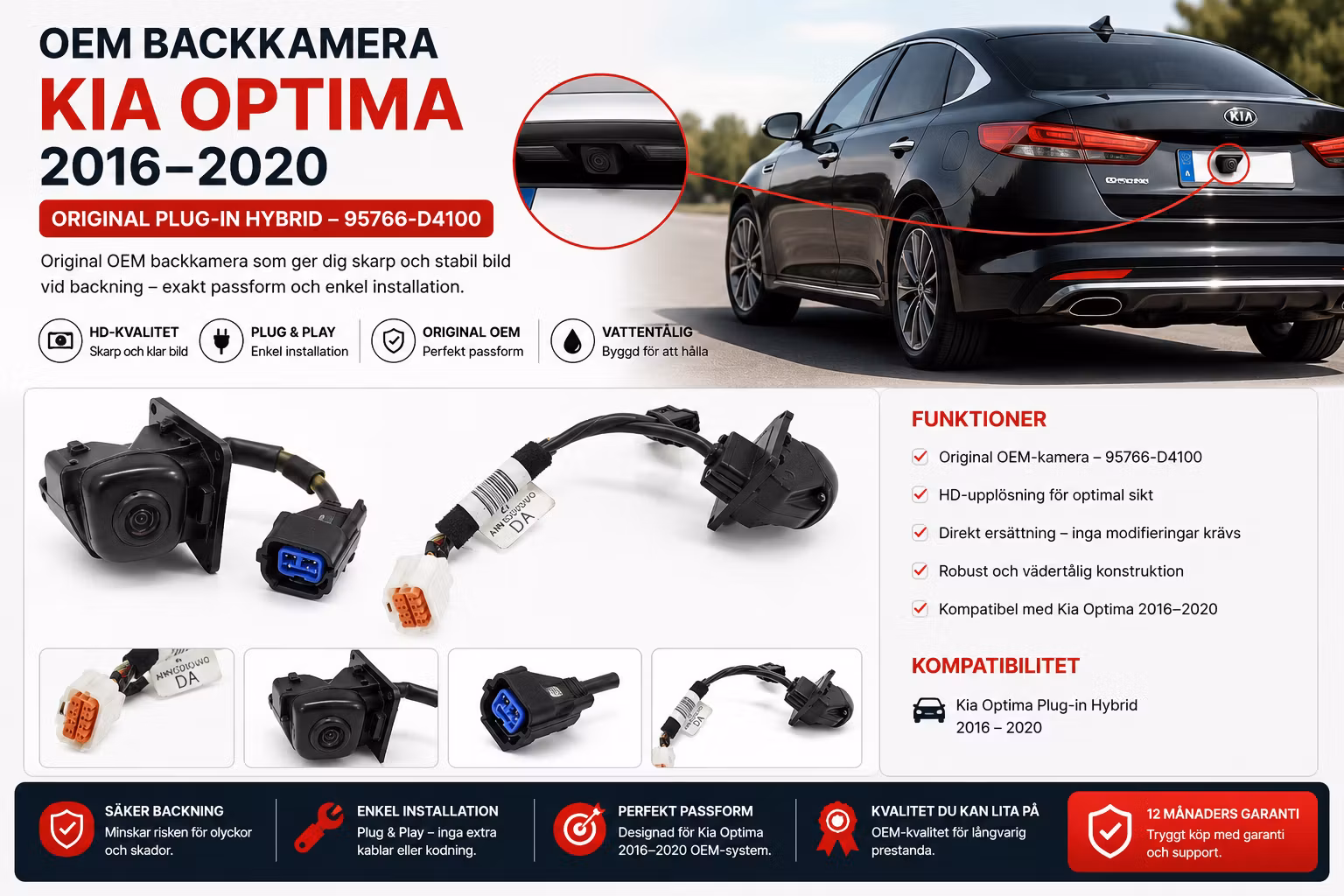 OEM Backkamera Kia Optima 2016–2020 & Optima Plug-in Hybrid – Original 95766-D4100