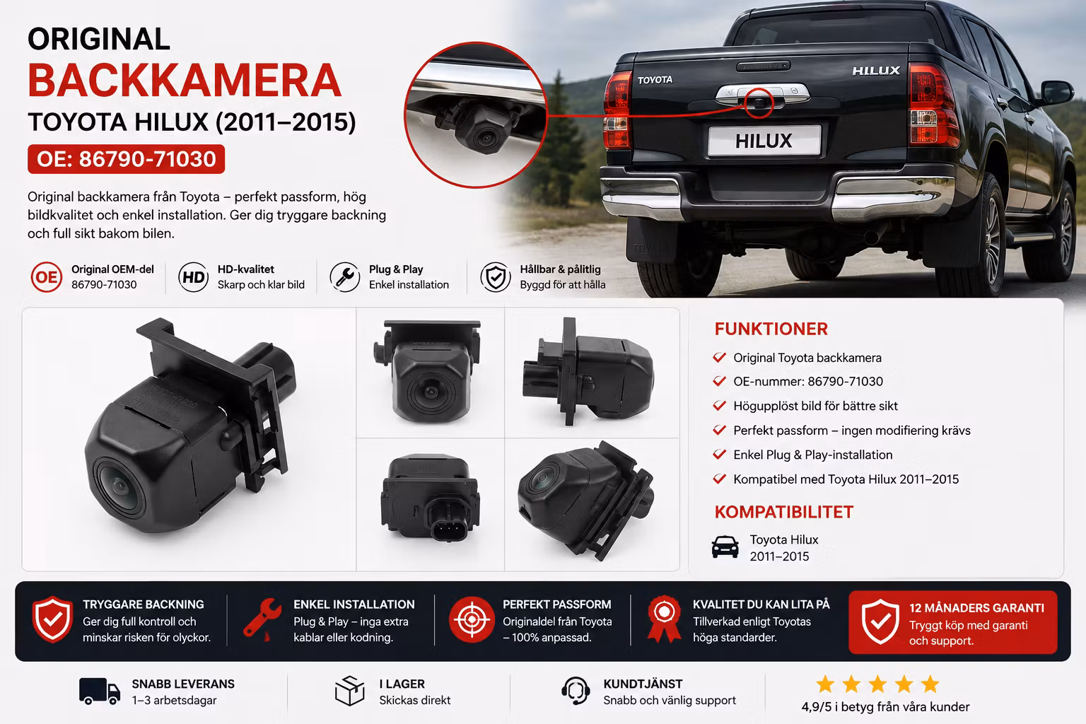 Original Backkamera Toyota Hilux 2011–2015 – OE 86790-71030