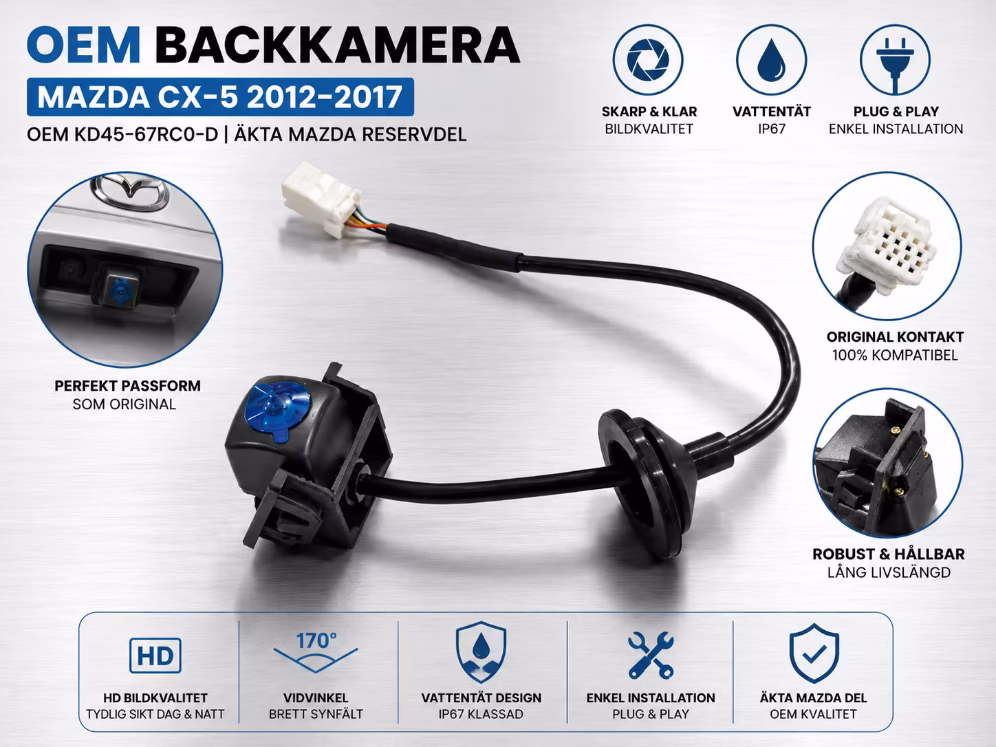 Backkamera Mazda CX-5 2012–2017 | OEM KD45-67RC0-D | Äkta Mazda Reservdel