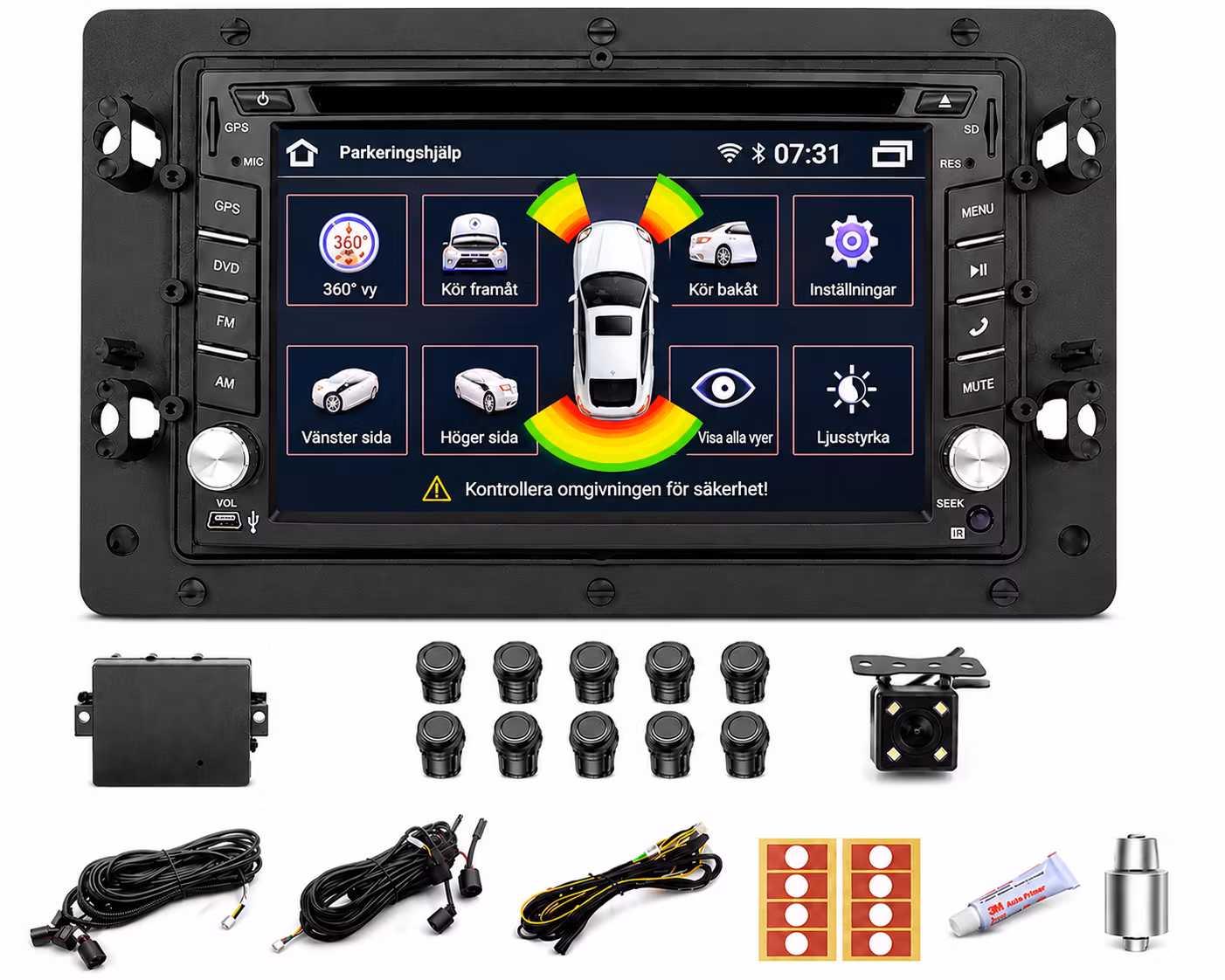 -Android 14 Bilstereo ,dvd spelare  Saab 9-5 2006–2011 6,2” | 8GB/128GB, CarPlay, GPS, 4G + 8 Parkeringssensorer & Backkamera