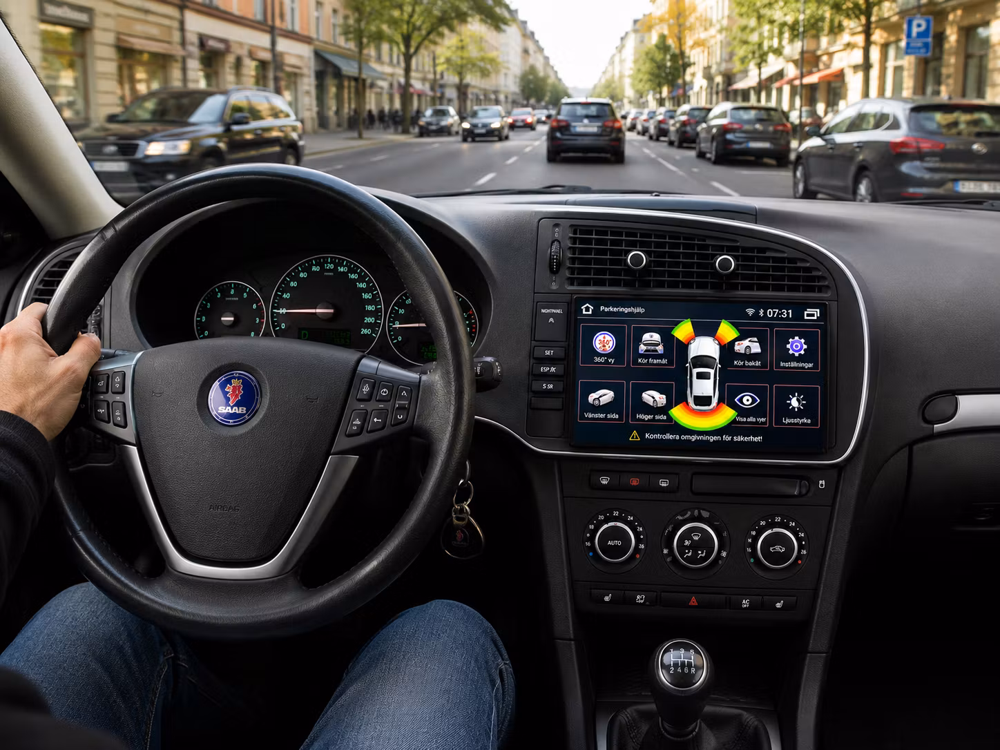 Android 15 Bilstereo 7” för SAAB 9-3 2007–2014 – 6GB/128GB, CarPlay, Android Auto, GPS, 4G LTE, DSP + 8 Parkeringssensorer & Gratis Backkamera