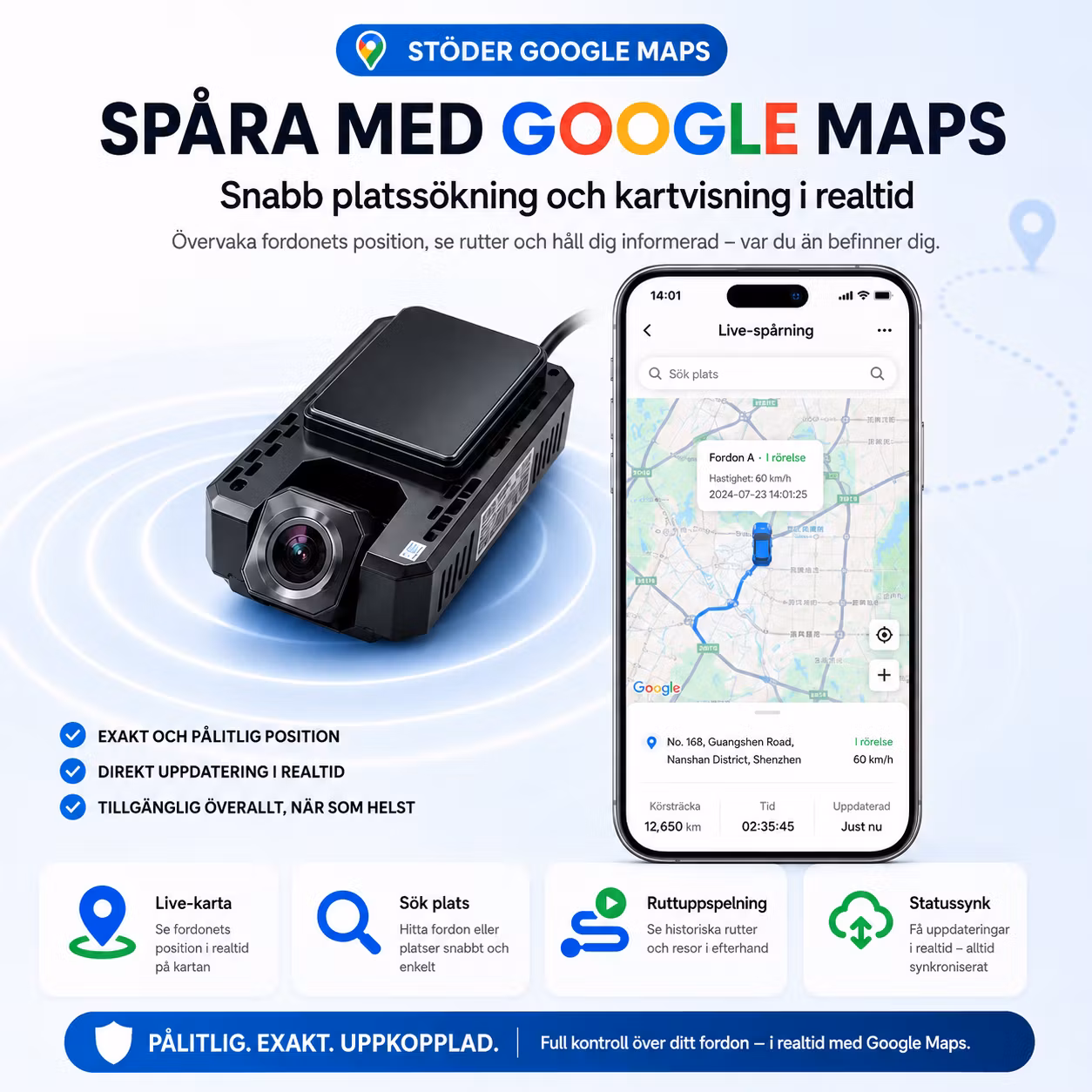 4G AI Dashcam med GPS-tracker 1080P – Livevisning, mörkerseende & ruttspårning