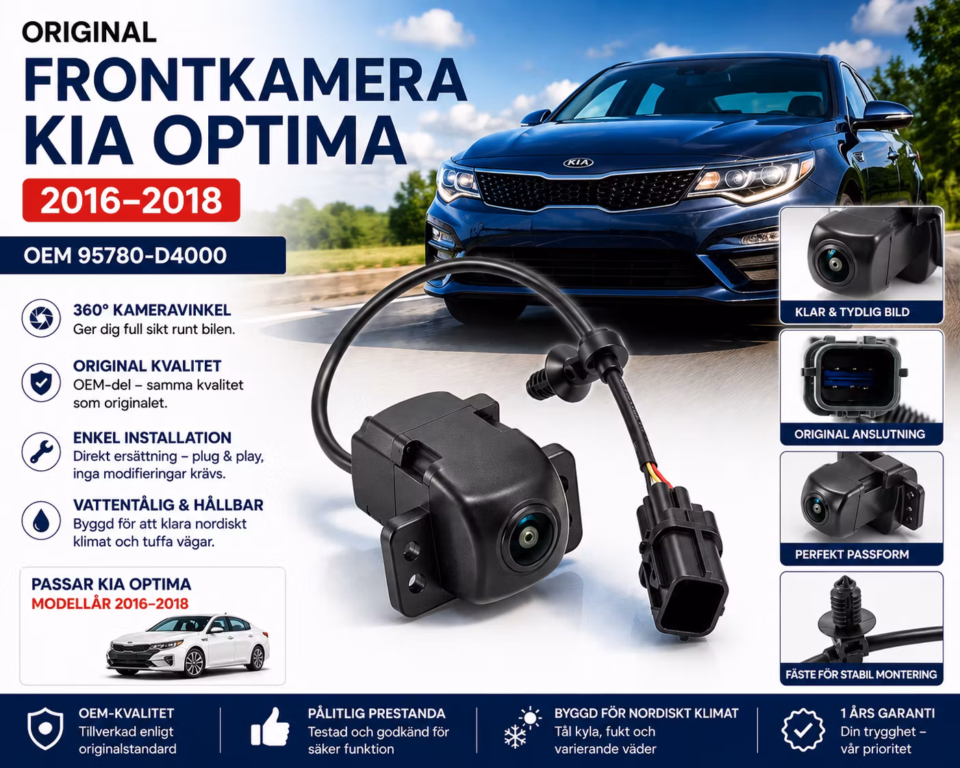 Original Frontkamera Kia Optima 2016–2018 – OEM 95780-D4000 Främre Blind Spot / 360° Kamera
