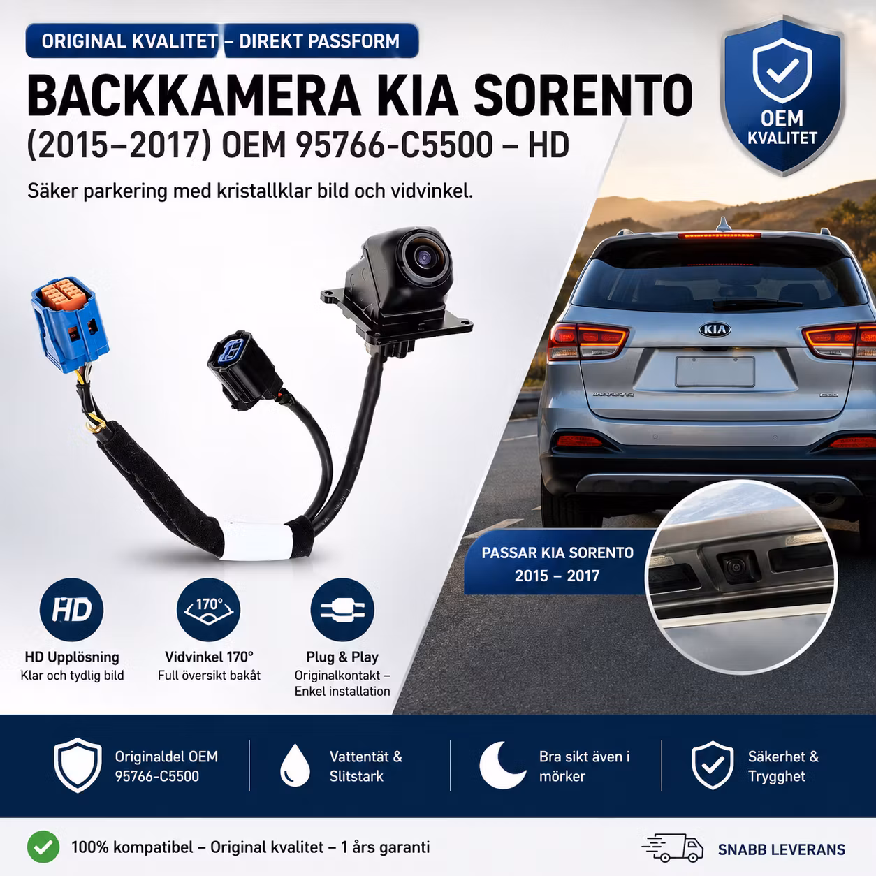 Original Backkamera Kia Sorento (2015–2017) OEM 95766-C5500 – HD Parkeringskamera