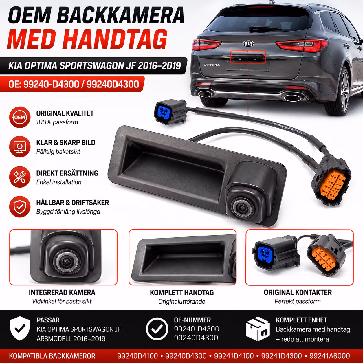 OEM Backkamera med Handtag Kia Optima Sportswagon JF 2016–2019 – 99240-D4300 / 99240D4300