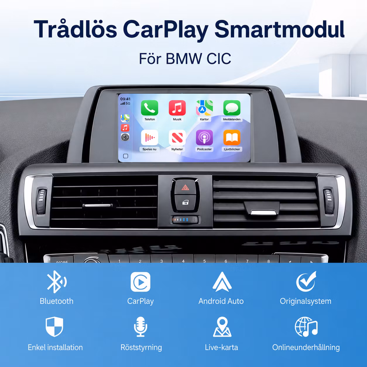 BMW CIC CarPlay-box – Trådlös Apple CarPlay & Android Auto för F10/F11, F20/F21, F30/F31 & X3 F25