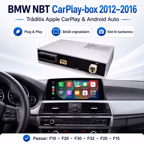 BMW NBT CarPlay-box 2012–2016 | Trådlös Apple CarPlay & Android Auto | F10 F20 F30 F32 F25 F15