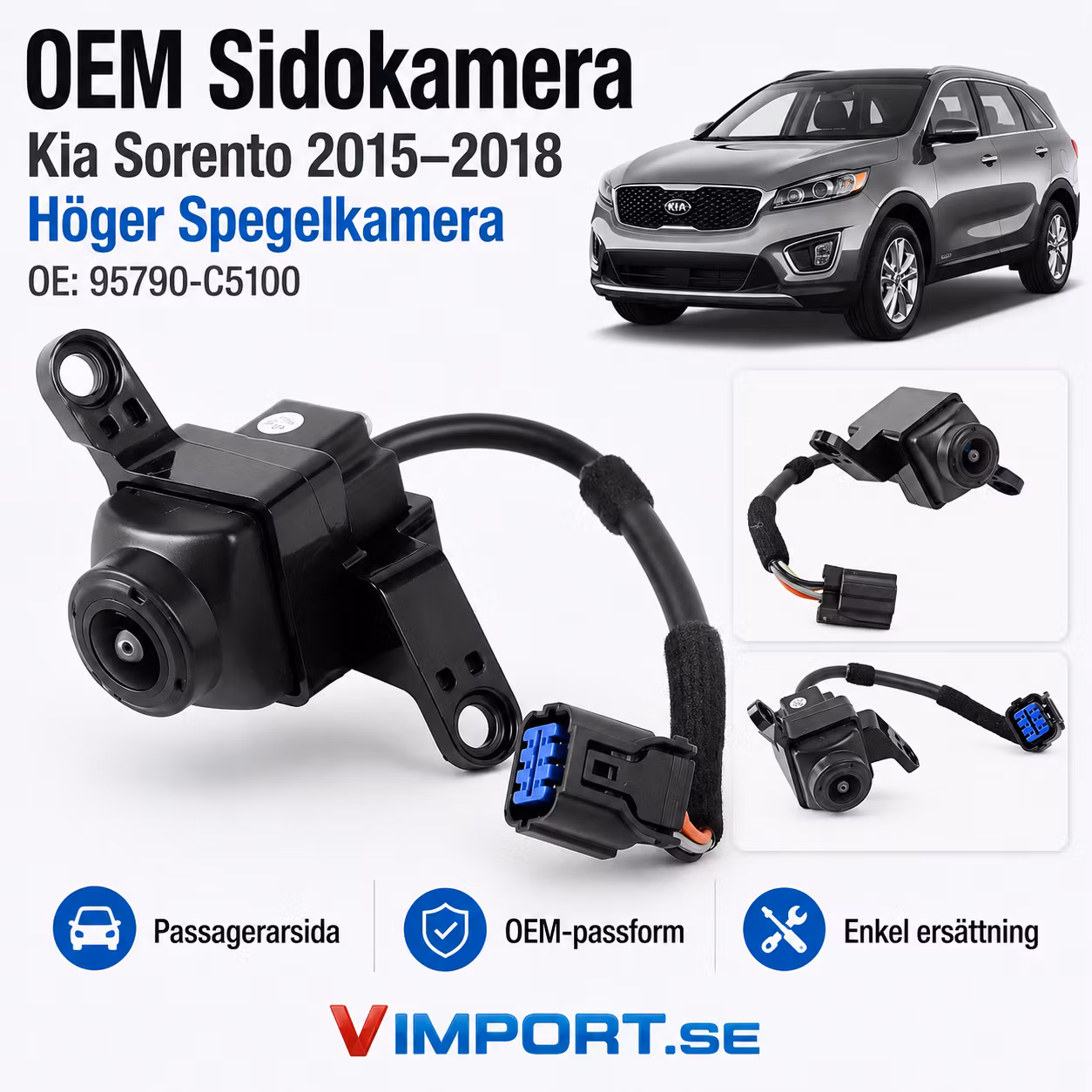 OEM Sidokamera Kia Sorento 2015–2018 Höger Spegelkamera 95790C5100 / 95790-C5100