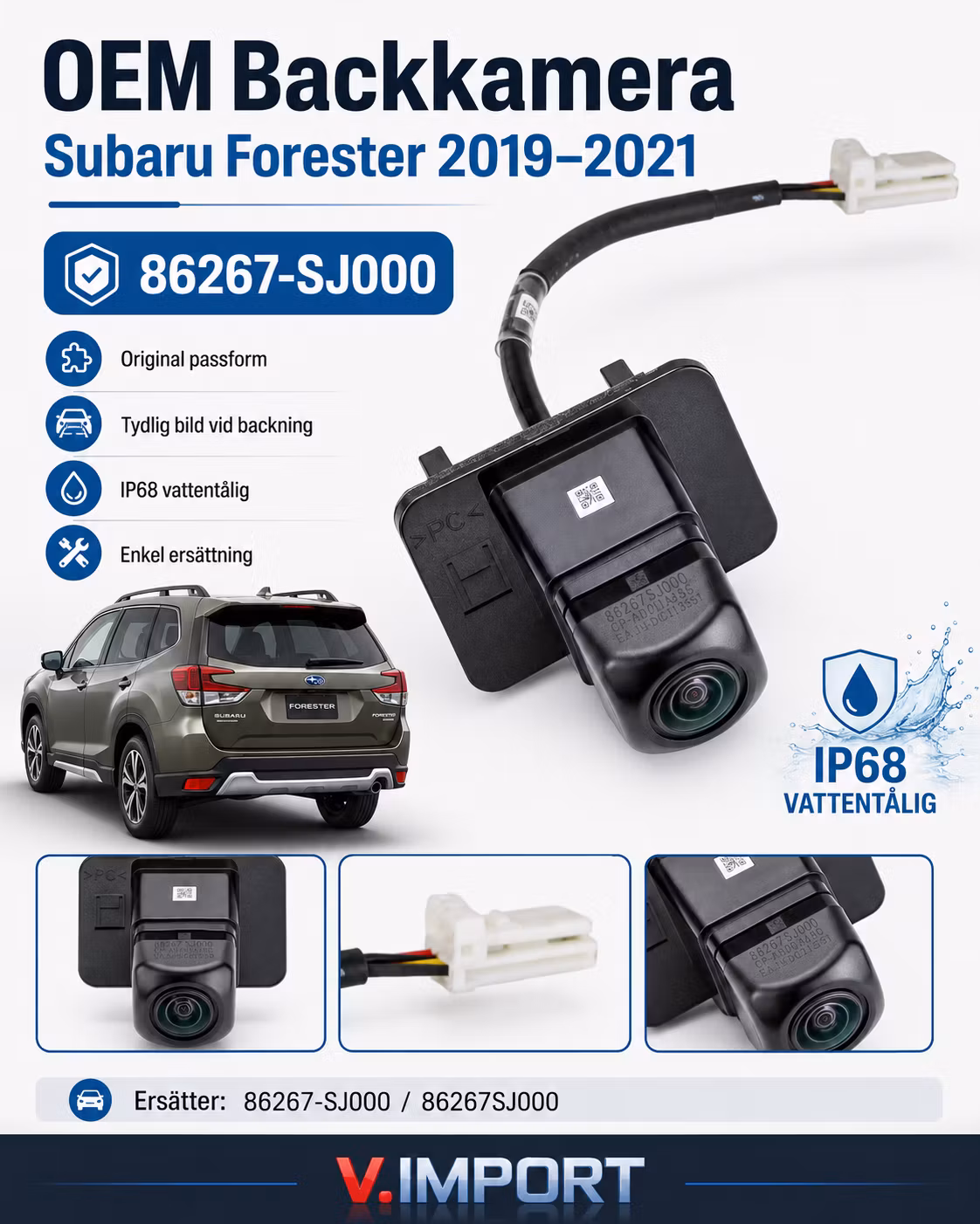 Backkamera Subaru Forester 2019–2021 – 86267-SJ000 / 86267SJ000 OEM Ersättningskamera