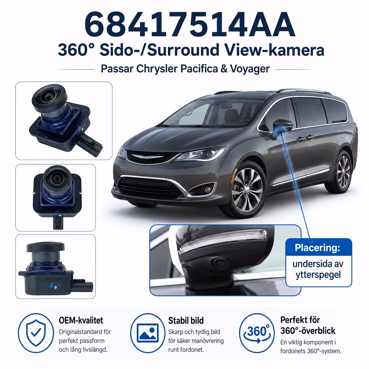 360° Sido-/Surround View-kamera Chrysler Pacifica & Voyager – 68417514AA