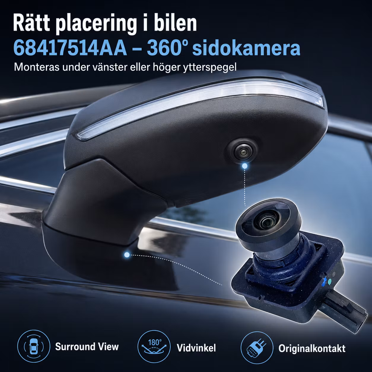 360° Sido-/Surround View-kamera Chrysler Pacifica & Voyager – 68417514AA