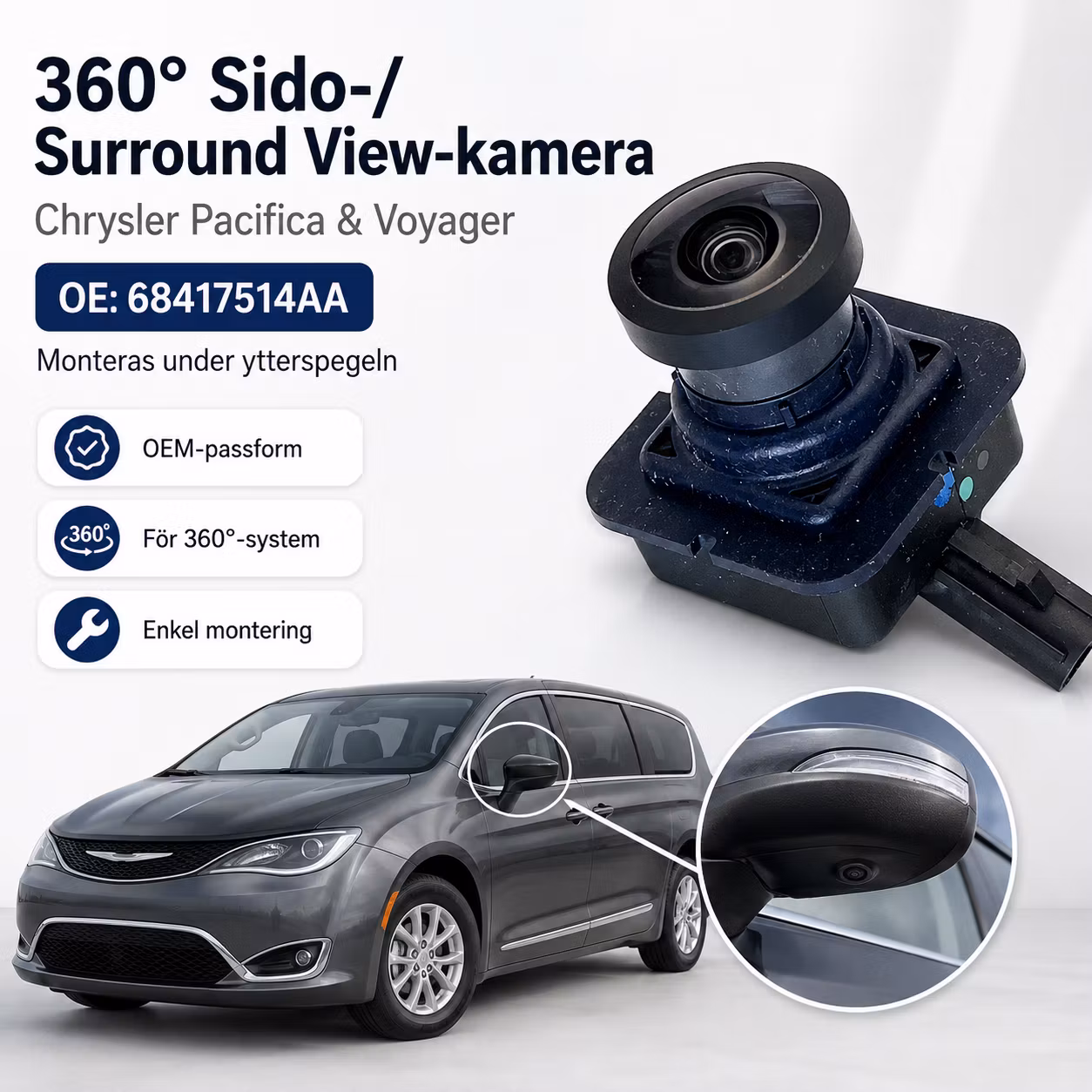 360° Sido-/Surround View-kamera Chrysler Pacifica & Voyager – 68417514AA