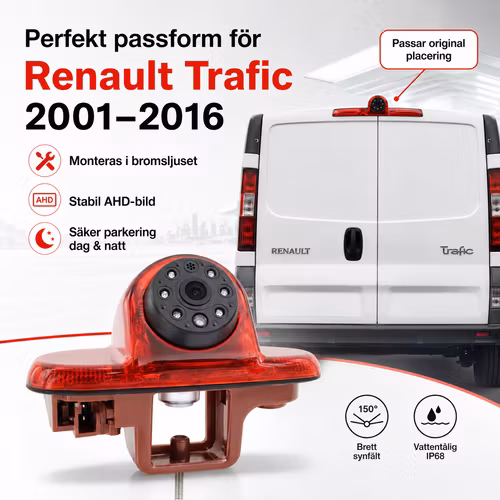 AHD Backkamera Renault Trafic 2001–2016 – 720P CCD, 150° Vidvinkel & Nattseende