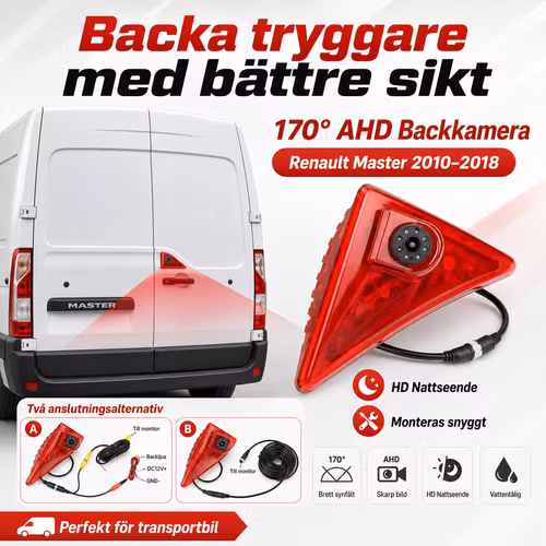 170° AHD Backkamera Renault Master (2010–2018) – HD Nattseende