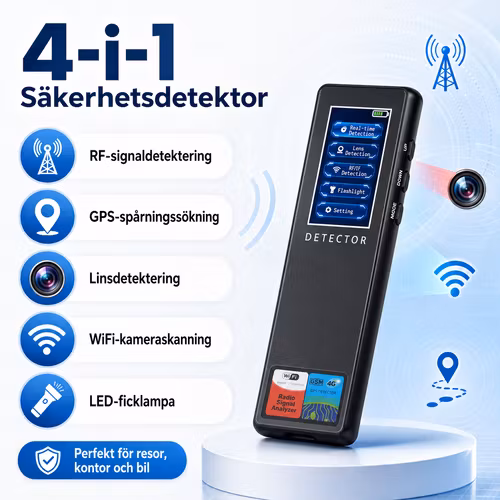 Multifunktionell Anti-Spy Detektor – RF Signal-, GPS Tracker- & Dold Kamera-detektor 5.8 GHz
