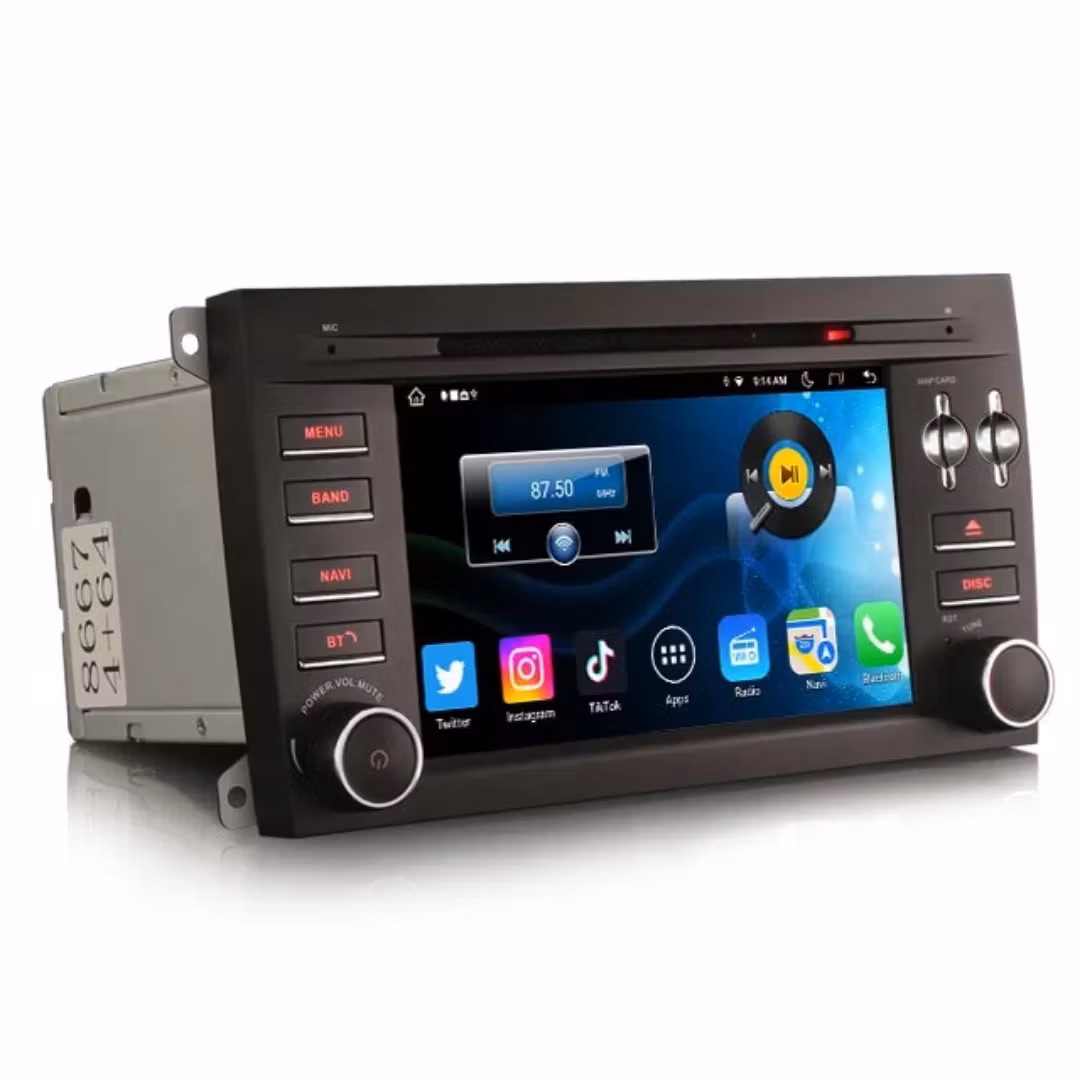 7” Android 14 Bilstereo för Porsche Cayenne – 8-Core, DVD/CD, CarPlay, Android Auto, 4G LTE, GPS, DSP & IPS-skärm