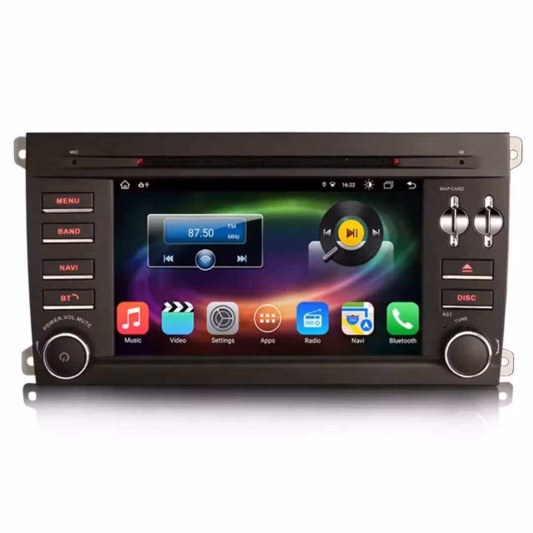 7” Android 14 Bilstereo för Porsche Cayenne – 8-Core, DVD/CD, CarPlay, Android Auto, 4G LTE, GPS, DSP & IPS-skärm