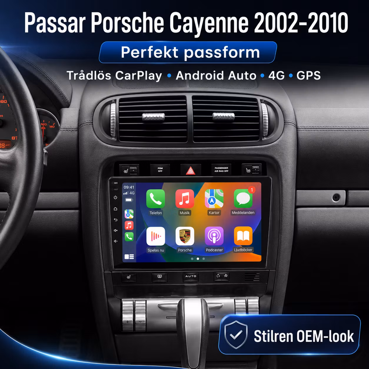 9" Android 13 Bilstereo Porsche Cayenne 2002–2010 – 6GB/128GB, Wireless CarPlay, Android Auto, 4G, GPS & DSP