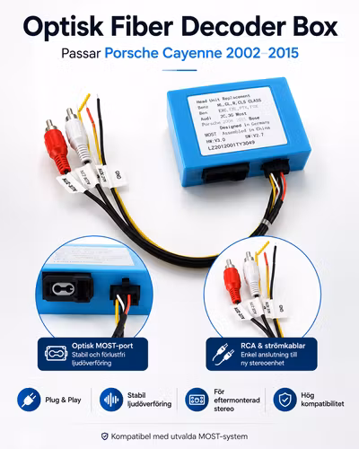 Optisk Fiber MOST Decoder Porsche Cayenne 2002–2015 | Bose Adapter för Android Bilstereo