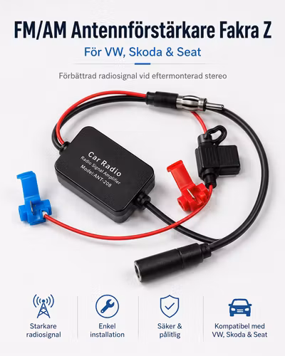 FM/AM Antennförstärkare Fakra Z för VW, Skoda & Seat – Förbättrad Radiosignal vid Eftermonterad Stereo