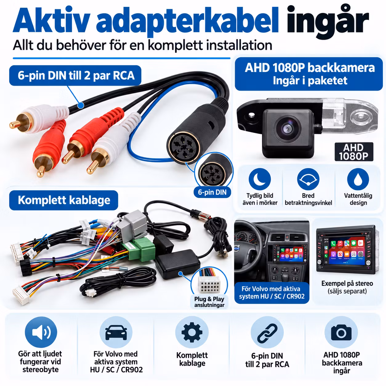 6,2" Android 16 Bilstereo Volvo S60 V70 XC70 2000–2004 | DVD, CarPlay, Android Auto, GPS, 4G, DSP, 4GB/64GB + Backkamera