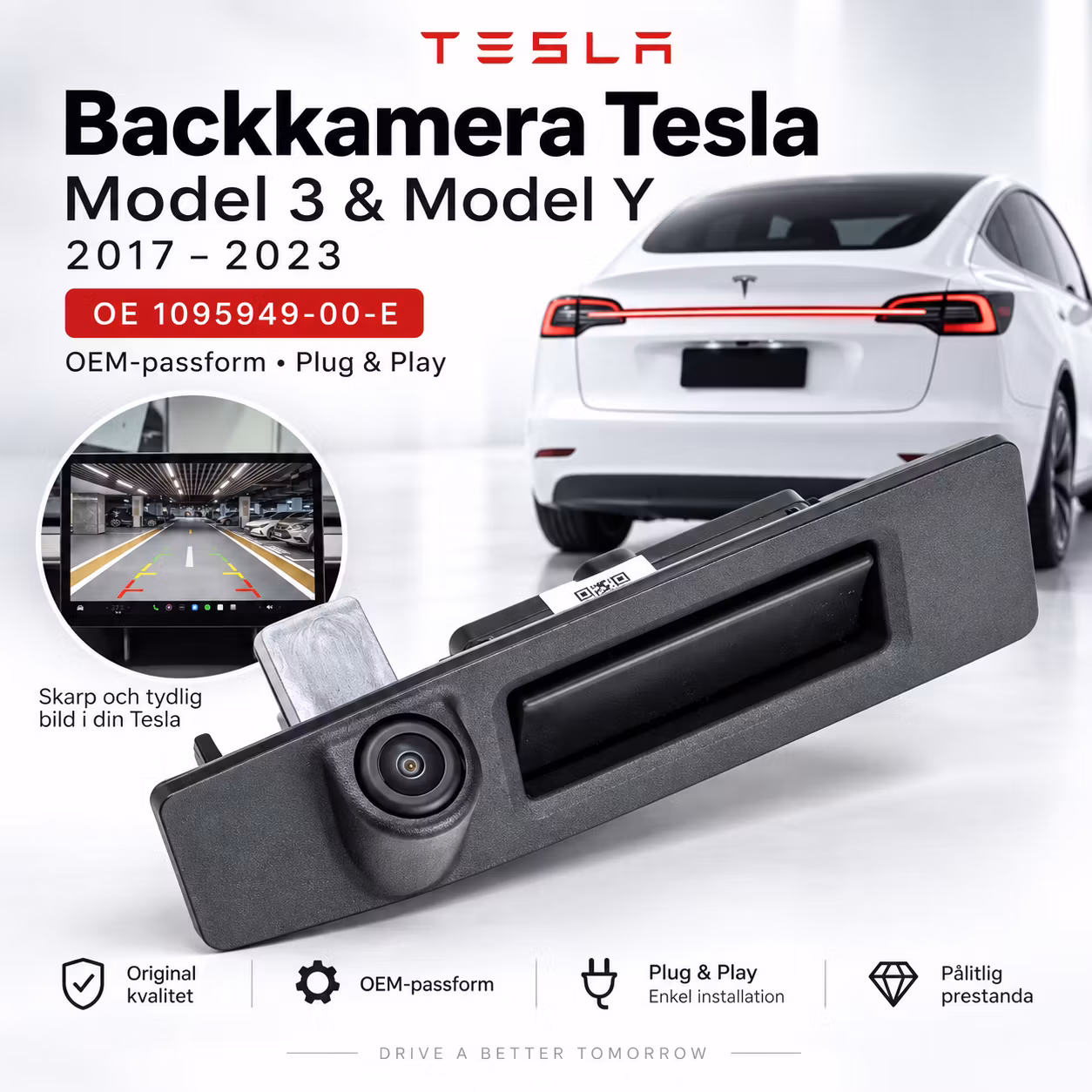 Backkamera Tesla Model 3 & Model Y 2017–2023 – OE 1095949-00-E | Bagageluckekamera