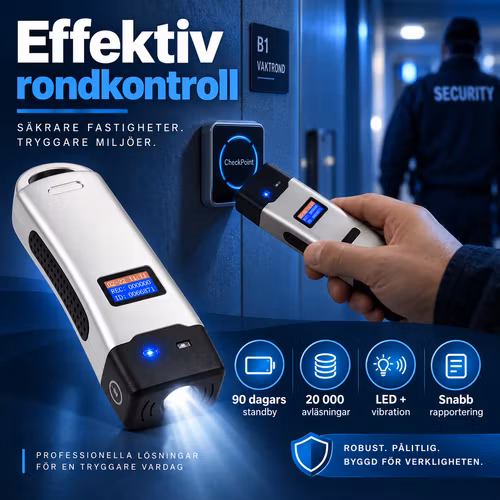 6200X Väktarrondsystem med LCD & LED-ficklampa – Guard Tour System för nattvakter