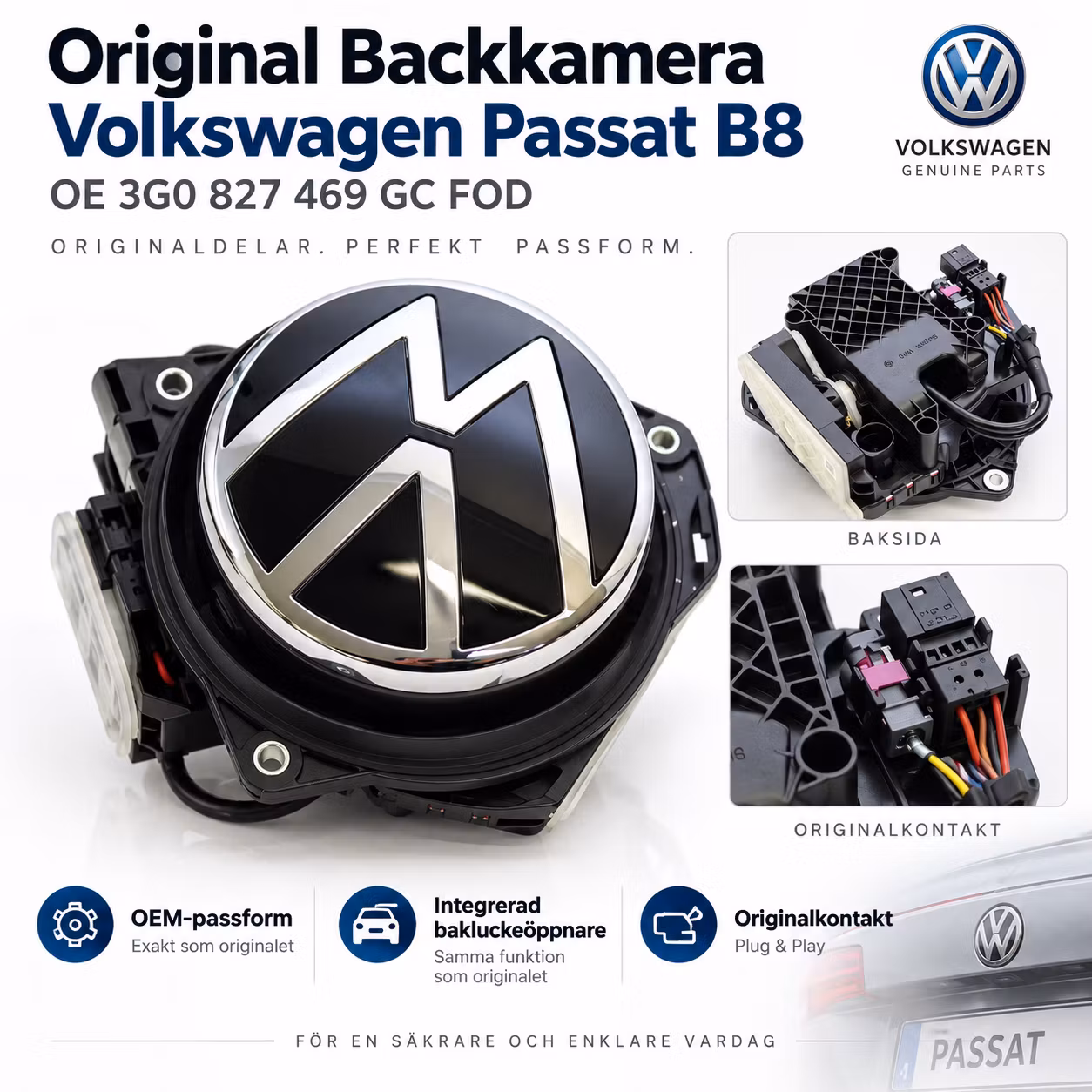 Original Backkamera Volkswagen Passat B8 – OE 3G0 827 469 GC FOD | Bakluckekamera