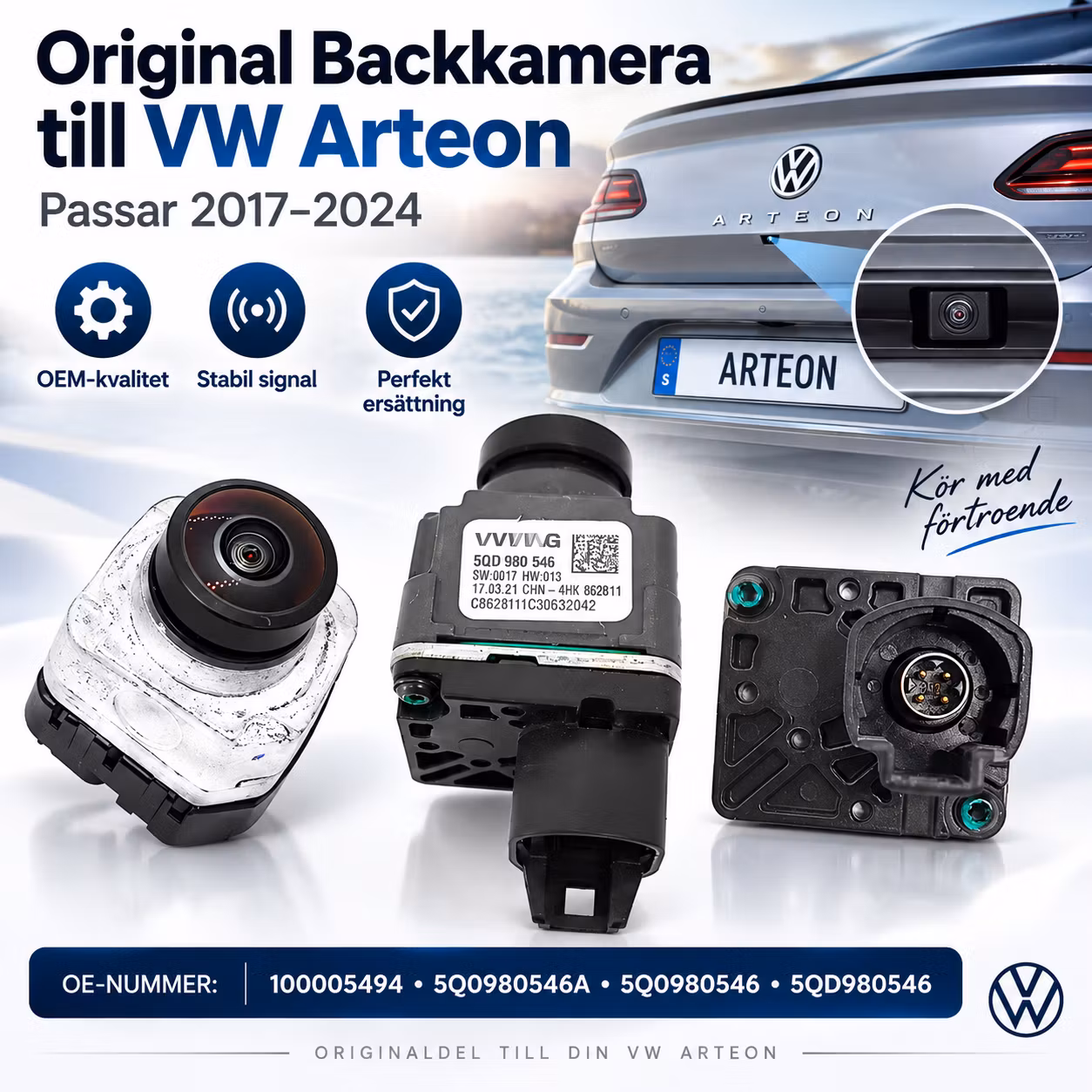 VW Arteon Backkamera 2017–2024 – OEM 100005494 / 5Q0980546A / 5Q0980546 / 5QD980546