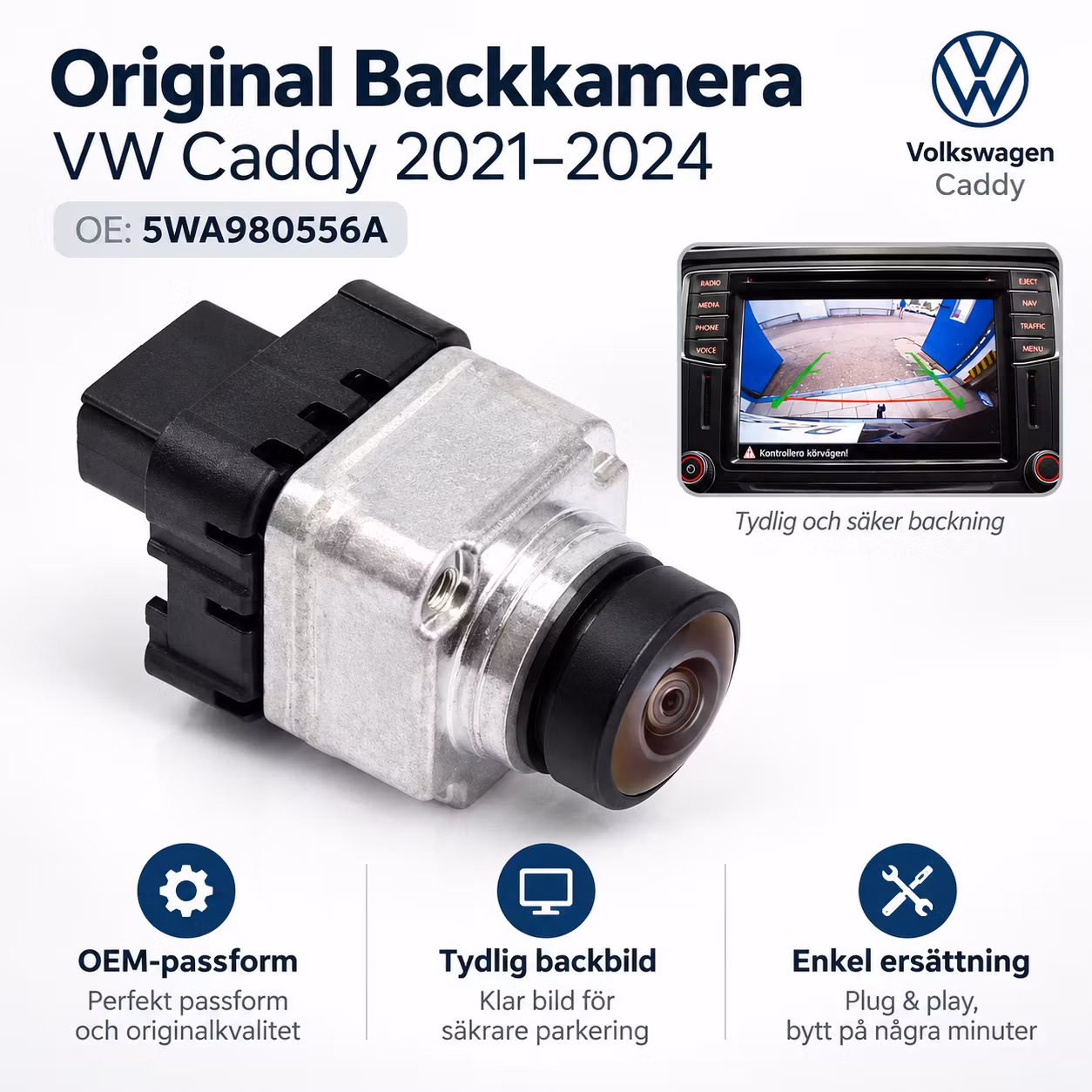 Original Backkamera VW Caddy 2021–2024 – OE 5WA980556A OEM Kamera