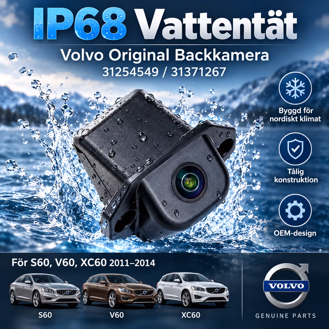 Volvo Original Backkamera 31254549 / 31371267 – S60, V60, XC60 2011–2014 – OEM OE Kamera