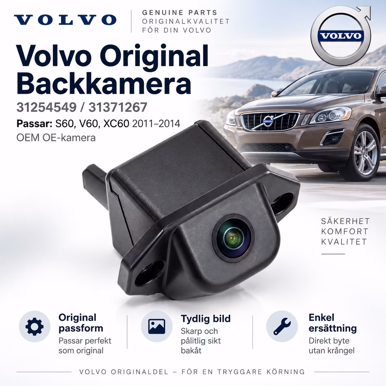 Volvo Original Backkamera 31254549 / 31371267 – S60, V60, XC60 2011–2014 – OEM OE Kamera