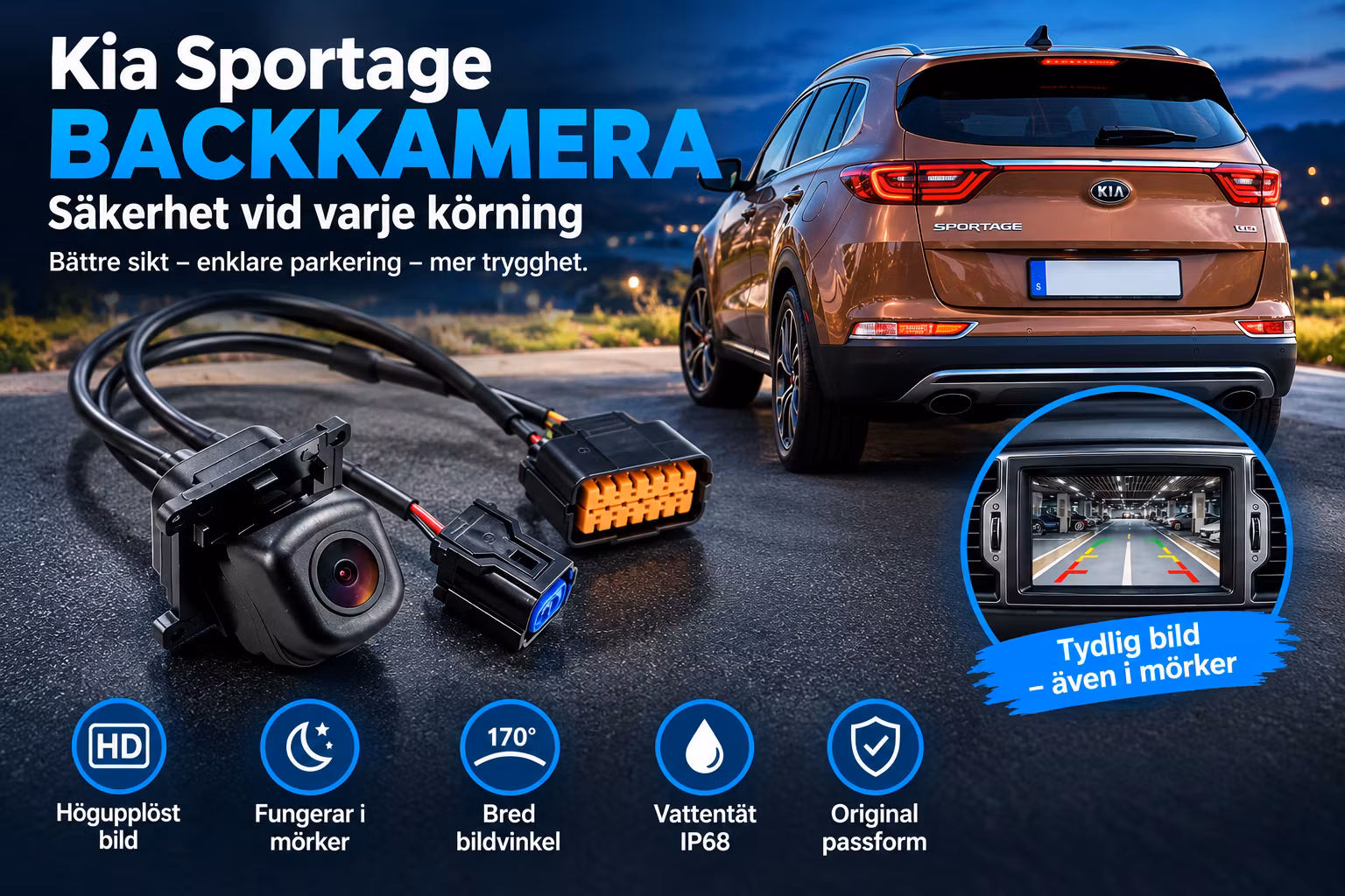 Kia Sportage Backkamera 2016–2019 OEM 95760D9000 / 95760D9001 – Night Vision IP68
