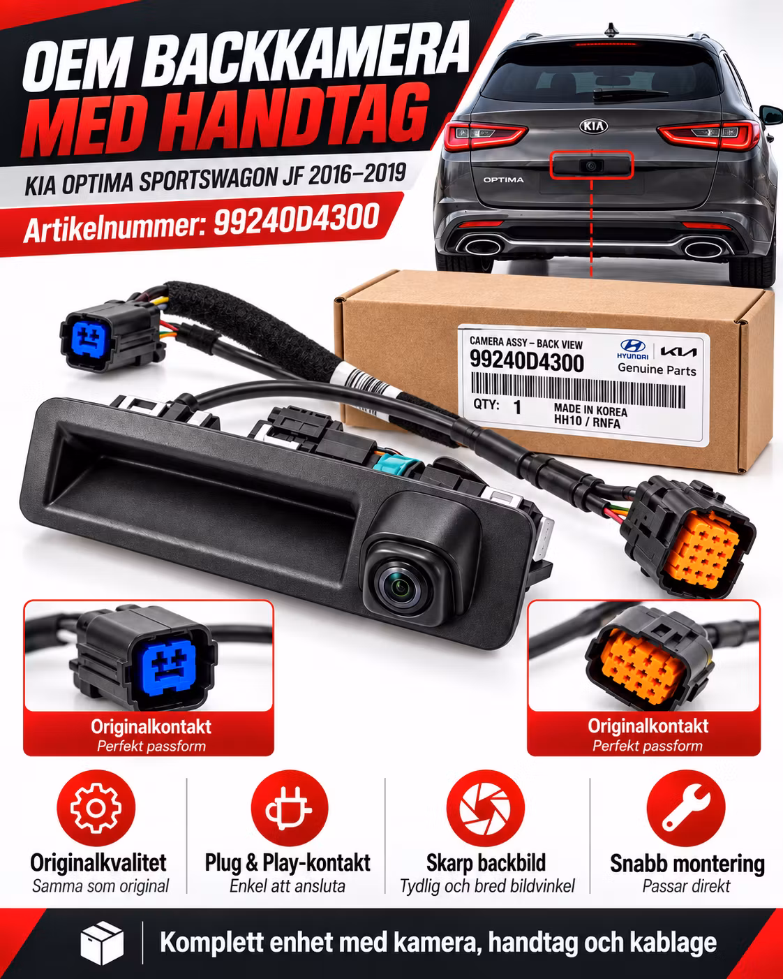 OEM Backkamera med Handtag Kia Optima Sportswagon JF 2016–2019 – 99240-D4300 / 99240D4300